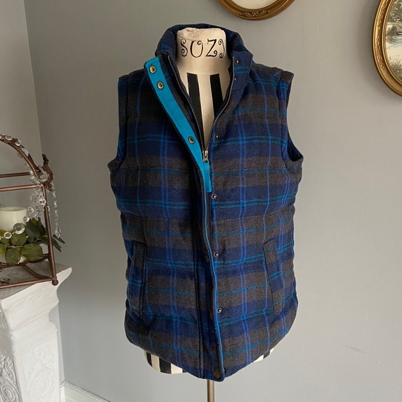 Boden plaid puffer vest
